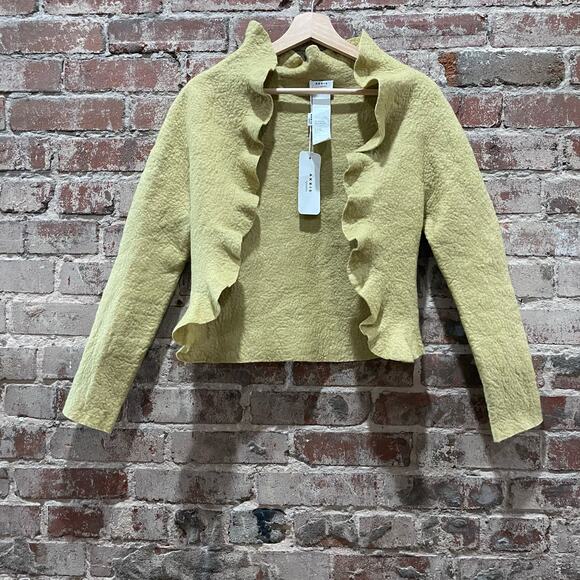 NWT Akris Punto Ruffled Linen Blend Open Front Cardigan Size 4 - Picture 1 of 8